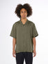 KnowledgeCotton Apparel - Box fit short sleeved linen shirt GOTS/Vegan - Burnt Olive